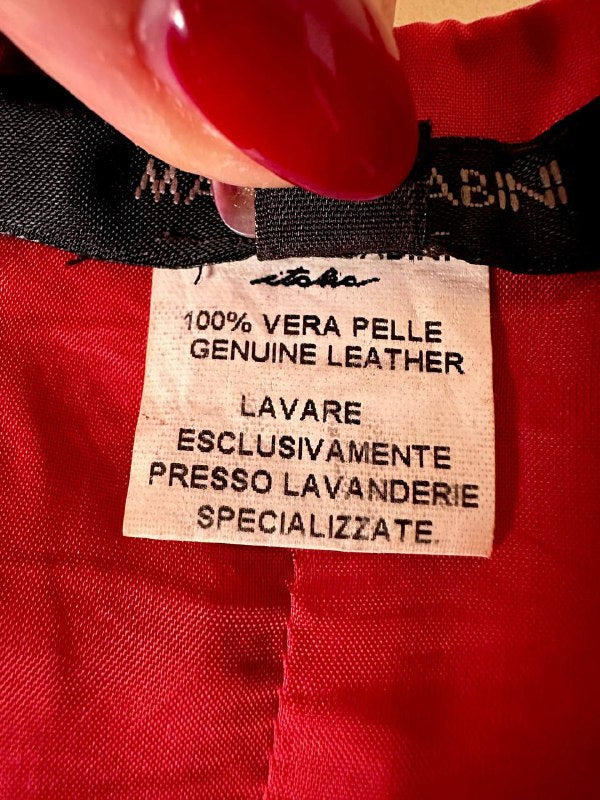 Wrap top in pelle rossa “Marina Babini”