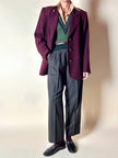 Blazer sartoriale in rasato di lana bordeaux con bottoni gioiello