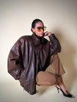 Bomber aviator in pelle color cioccolato “Laps”