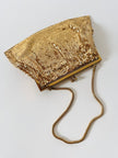 Mini bag vintage in maglia metallica dorata con chiusura gioiello