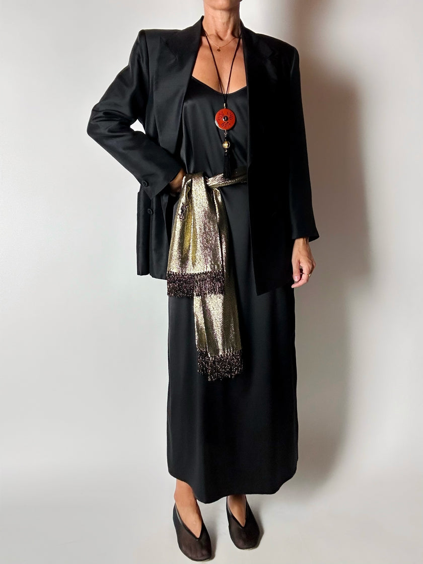 Slip dress Oscalito nero in raso di seta