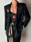 Blazer vintage Episode in shantung di seta nera con bottoni in passamaneria