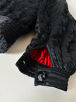 Bomber vintage Valentino Boutique in raso di seta nera trapuntato con fodera rossa