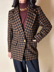 Blazer Guy Laroche in lana fantasia pied de poule ruggine e nero