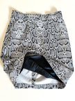 Minigonna vintage Laura Prisco in pelle bianca stampa pitone nei toni del nero e grigio