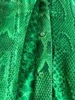 Camicia vintage sartoriale in raso di seta stampa pitone verde smeraldo