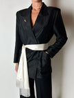Blazer vintage Episode in shantung di seta nera con bottoni in passamaneria