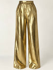 Pantalone vintage Yves Saint Laurent Rive Gauche a palazzo in seta lamé oro