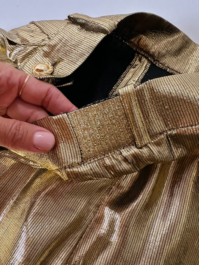 Pantalone vintage Yves Saint Laurent Rive Gauche a palazzo in seta lamé oro