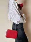 Borsa vintage Sgargi forma ottagonale in lizard rossa con tracolla in catena