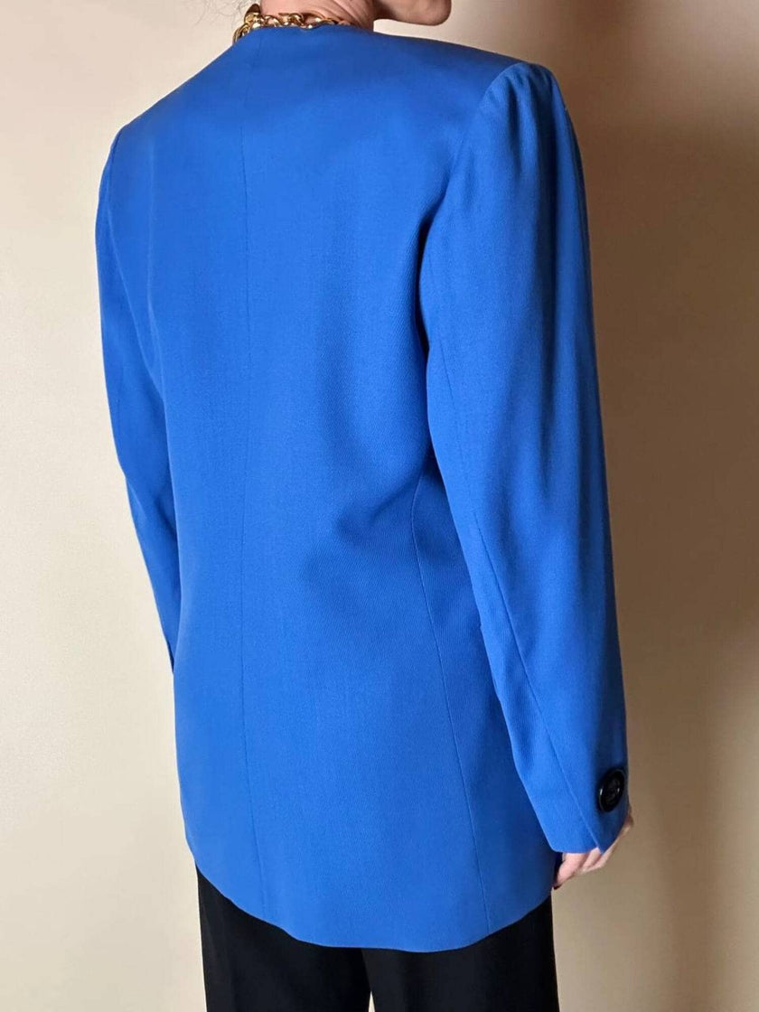 Blazer vintage Yves Saint Laurent in lana blu cobalto