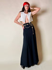 Gonna lunga in crepe nero “Yves Saint Laurent”