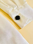 Camicia in raso bianco con fiocco nero “Yves Saint Laurent”