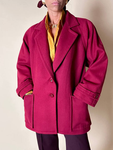 Giaccone Yves Saint Laurent in lana rosso Borgogna