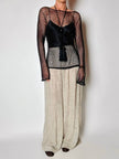 Maglia gioiello vintage List in rete operata con microperline nere