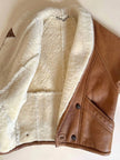 Schearling doppiopetto in pelle color cuoio con vello naturale Shearling Original