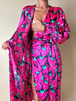 Vintage Yves Saint Laurent Wickelkleid aus Seidensatin mit Blumenmuster