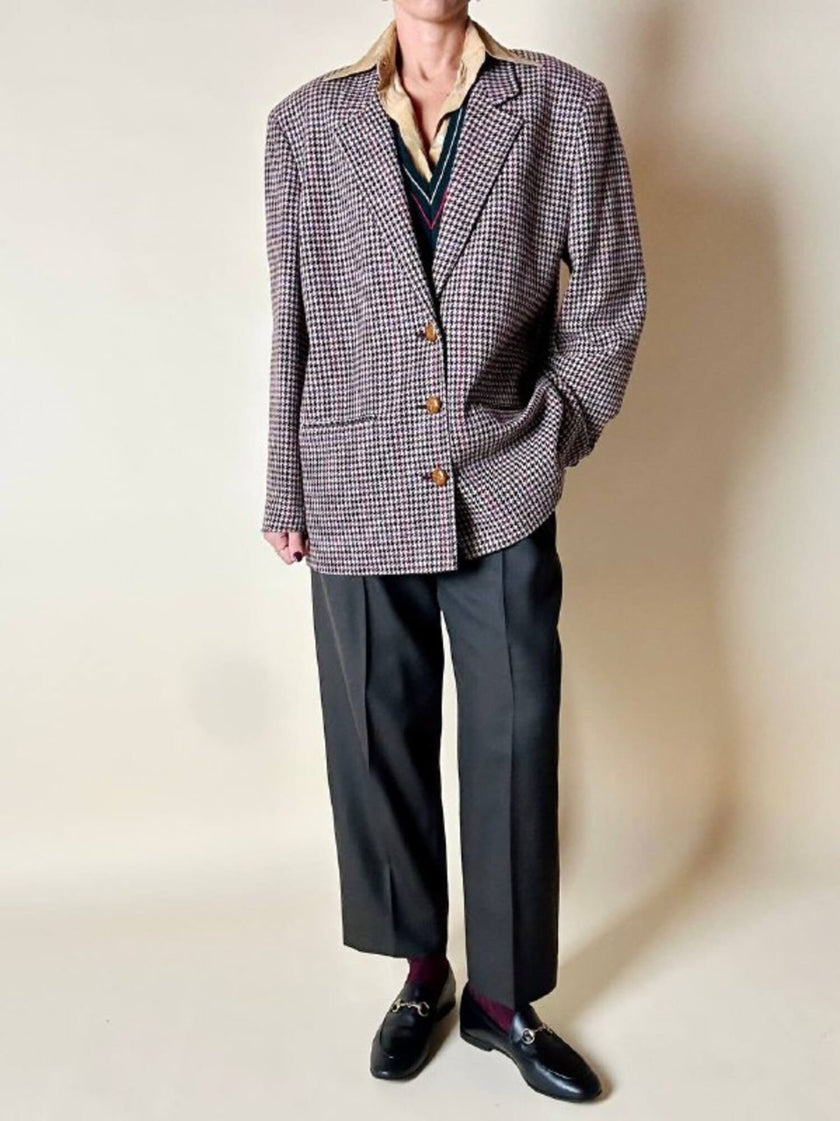 Pantalone Yves Saint Laurent a vita alta con pince alla francese in lana verde cacciatore