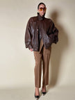 Bomber aviator in pelle color cioccolato “Laps”