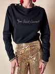Maglia in cotone nero con bottoni dorati “Yves Saint Laurent”