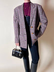 Blazer United Class Coll Colors Benetton in lana pied de poule beige e cioccolato con bottoni berlebeck