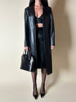 Cappotto/Robe Manteau vintage in pelle nera con spacco posteriore The Bomb