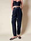Pantalone nero a vita alta in pura seta “Pancaldi”