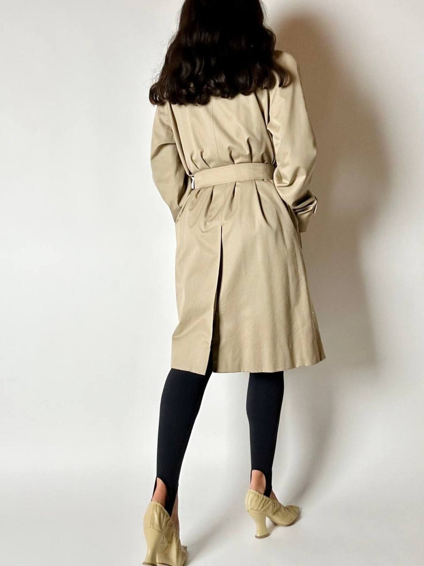 Vintage Burberry’s Trenchcoat aus beigem Gabardine mit passendem Gürtel und Check-Futter