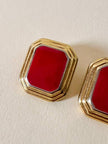 Clip ottagonali in metallo oro e smalto rosso