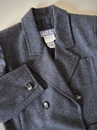 Blazer doppiopetto Yves Saint Laurent in panno di lana mélange grigio antracite