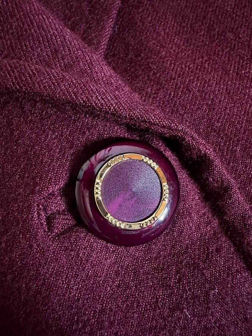 Blazer sartoriale in rasato di lana bordeaux con bottoni gioiello