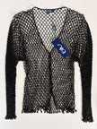 Giacca gioiello vintage in rete di perline nera Byblos Blu