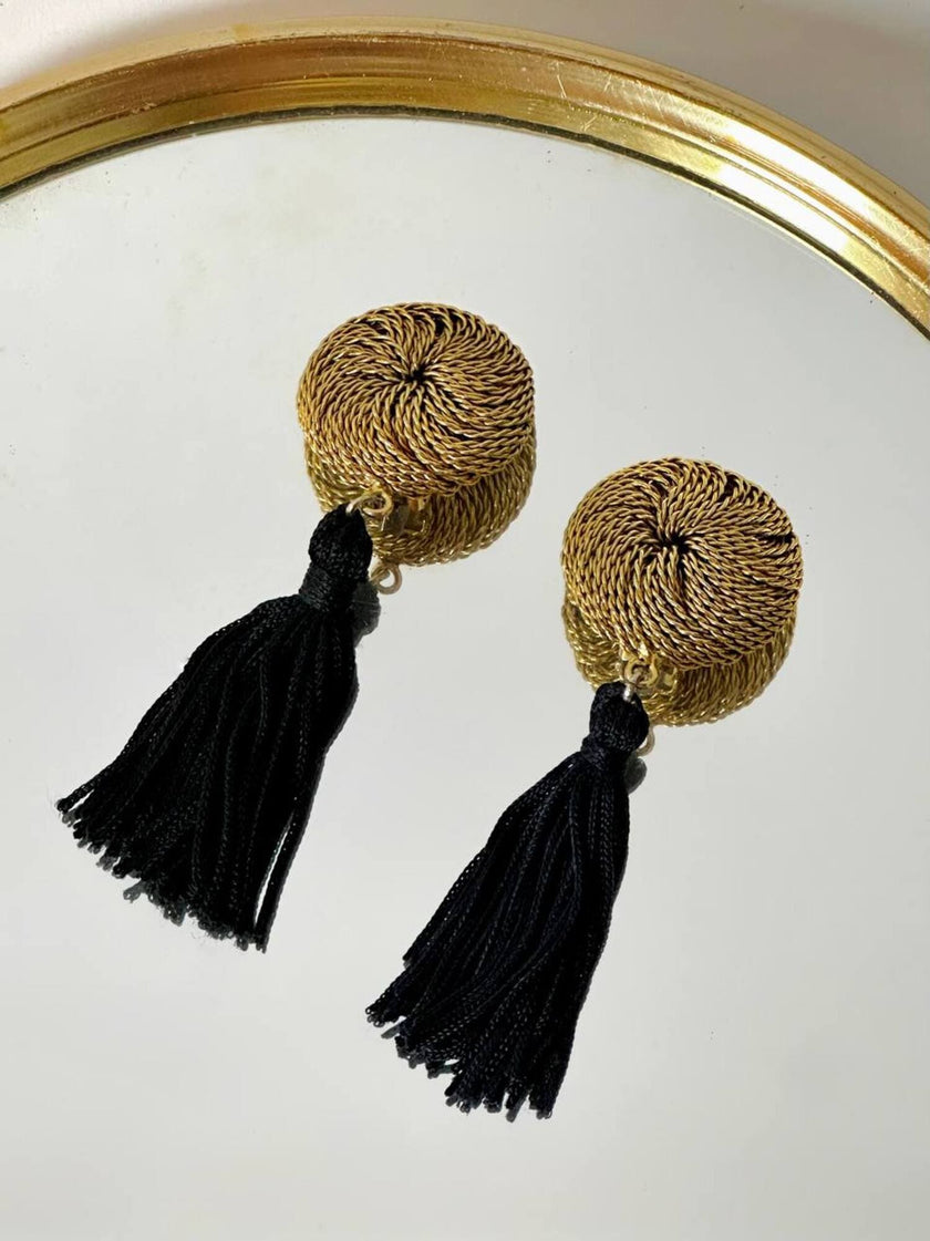 Orecchini vintage a clip vintage oro con nappe couture
