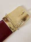 Cintura vintage Yves Saint Laurent double face blu navy e bordeaux con fibbia smaltata con logo YSL