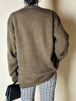 Cardigan Green Times in lana verde oliva con bottoni barlebeck