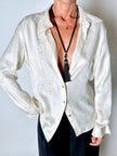 Camicia vintage in seta jacquard avorio con motivi paisley Andrea Mare