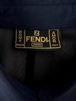 Camicia vintage Fendi Jeans blu navy con dettagli in crepe chiffon e bottoni in madreperla