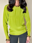Blusa Yves Saint Laurent Variation in crêpe verde acido