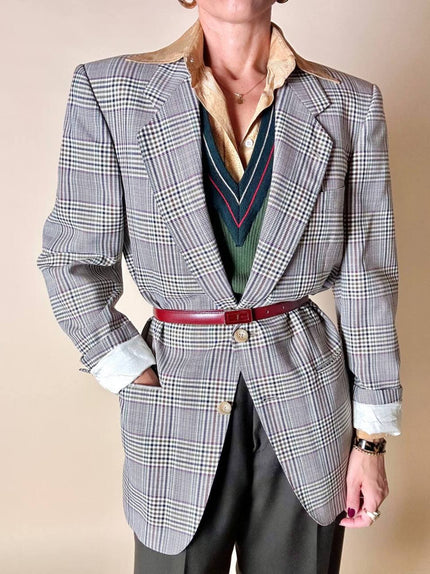 Blazer Yves Saint Laurent in rasato di lana principe di Galles