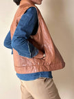 Gilet in pelle Frye color cuoio con impunture verticali