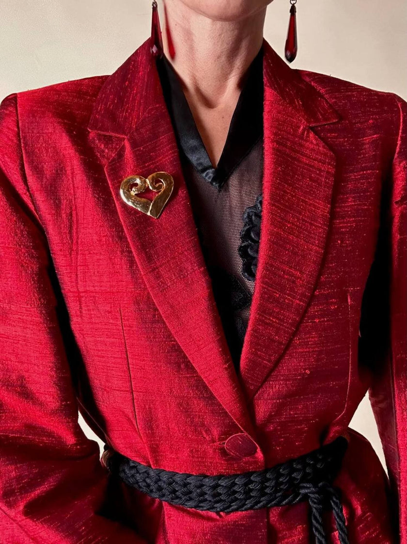 Spilla cuore oro in stile art déco “Yves Saint Laurent”