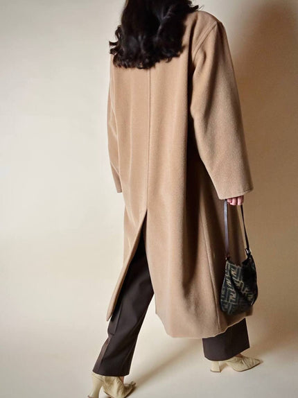Cappotto doppiopetto Max Mara vintage in lana cammello chiaro