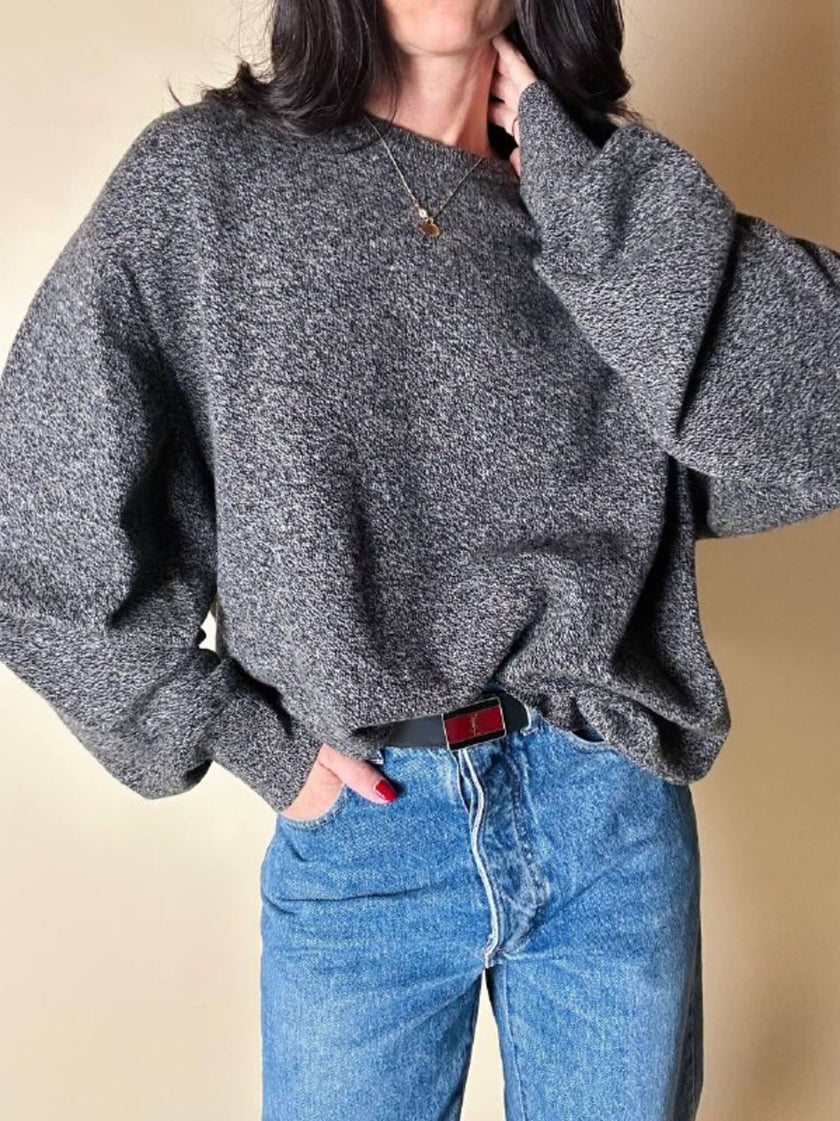 Maglione vintage Ballantyne modello oversize in lana grigio mélange