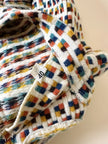 Vintage Missoni-Weste aus strukturierter Wolle in Cremeweiß mit buntem Muster