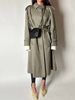 Vintage Aquascutum trench coat in khaki green gabardine with matching belt