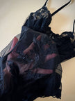 Body in tulle nero con ricami floreali “La Perla”