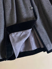 Gonna Fit and Flare Valentino Miss V in lana grigio antracite e velluto nero