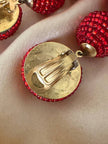 Maxi clip pendenti con sfere ricoperte di perline rosse