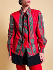 Camicia in taffetà di seta fantasia tartan 