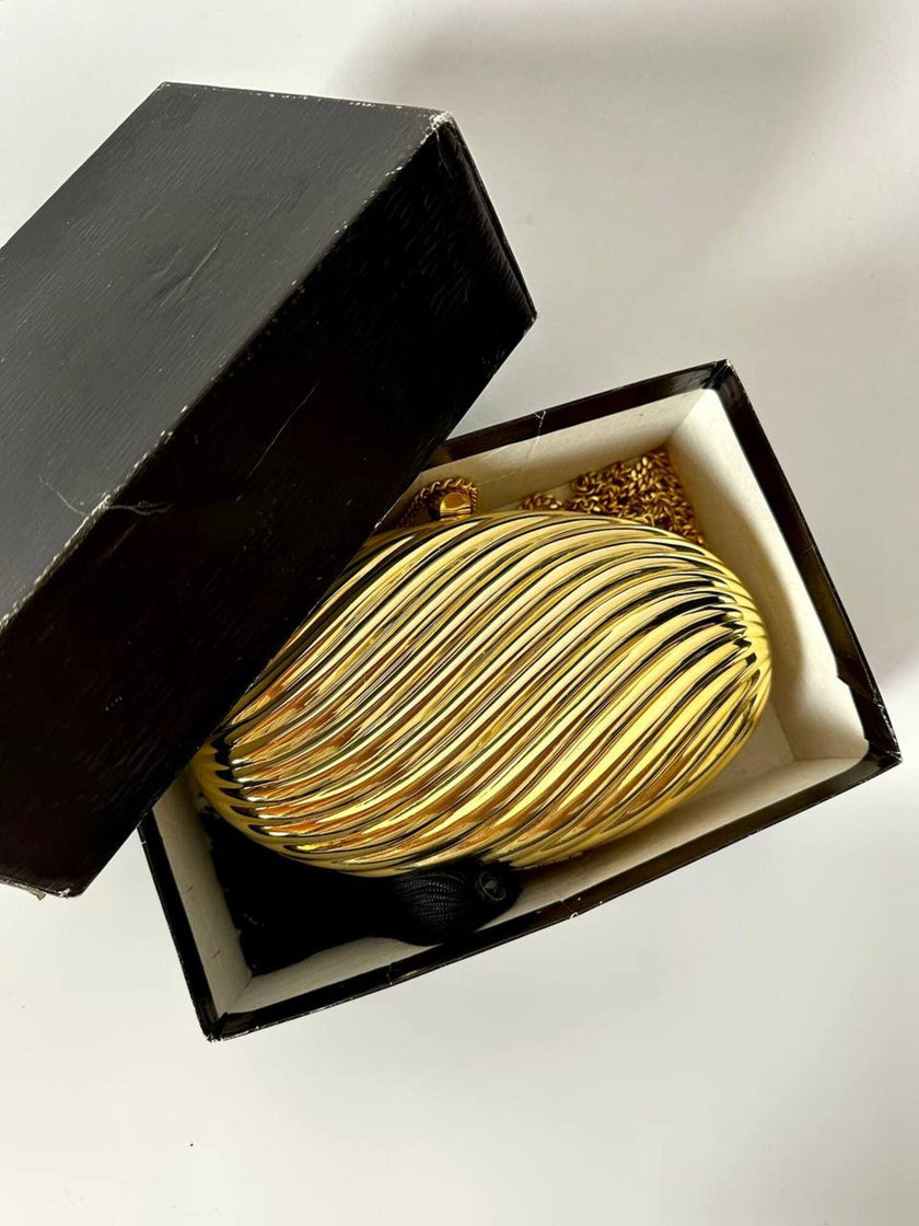 Vintage Schéilan Firenze jewel bag in twisted gold-tone metal with a couture tassel